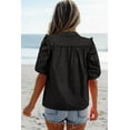 thumbnail image 2 of Women's Black Frilly Puff Sleeve Collared Shirt - Trendy and Elegant | [ZhiHiMeRi] | (US 12-14)L, 2 of 11