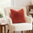 thumbnail image 4 of Smile Bee 18x18 inch Faux Fur Plush Decorative Throw Pillow Covers Set of 2, Soft Fluffy Striped Decorative Modern Couch Pillow Cases for Sofa and Bed, Rust, 4 of 9