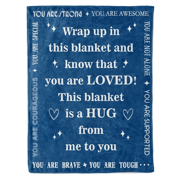 KAAYEE Get Well Soon Gifts,Hug Blanket,Inspirational Gifts for Her Him,Cancer Care Gifts for Women Men,Encouragement Healing/After Surgery/Thinking of You Gifts Nacy Blue 60"x50"