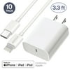 10-Pack 18W USB C Fast Charger for iPhone 11, iPhone 11 Pro, iPhone 11 Pro Max, 18W Power Delivery Adapter with iPhone USB-C to Lightning Cable, Compatible with iPhone X Xs Xs Max XR, 3.3 Feet, White