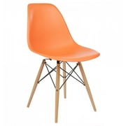 Mid-Century Modern Eiffel Style Dining Chair with Wood Legs - Orange