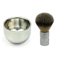 thumbnail image 2 of Brocha de afeitar de pelo de nailon con cuenco de afeitado de acero inoxidable de doble capa Color de taza al azar, 2 of 6