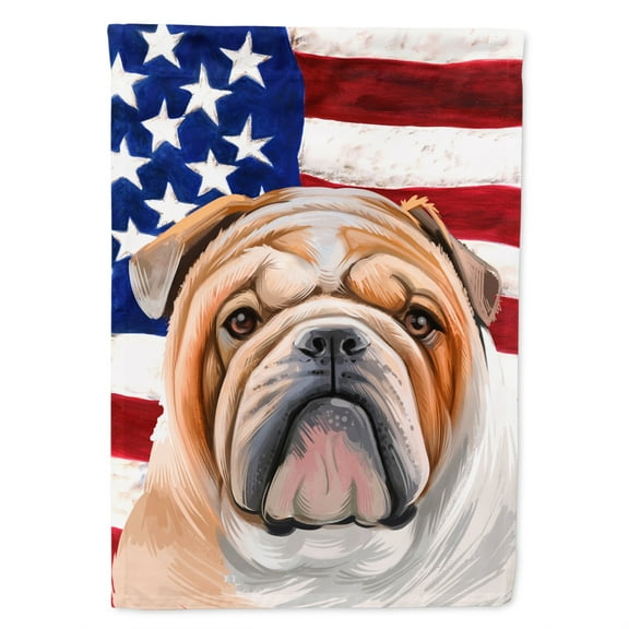 Carolines Treasures CK6468CHF English Bulldog Dog American Canvas House Size Outdoor-Flags, Multicolor