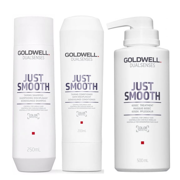 Set B , Goldwell Kit -Dualsenses Just Smooth Taming Shampoo & Conditioner & 60 Sec Treatment Hair Kit