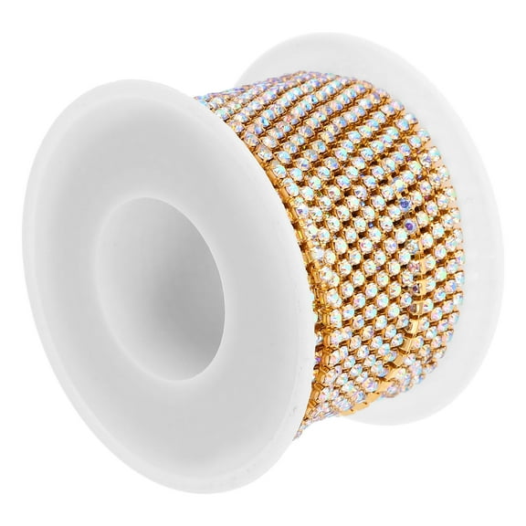 Masteelf 1 Roll Shiny Rhinestone Chain for Sewing Rhinestone Link Chain for DIY Jewelry Clothing Decors Wedding Party Decorations and Craft Projects 9 Meter