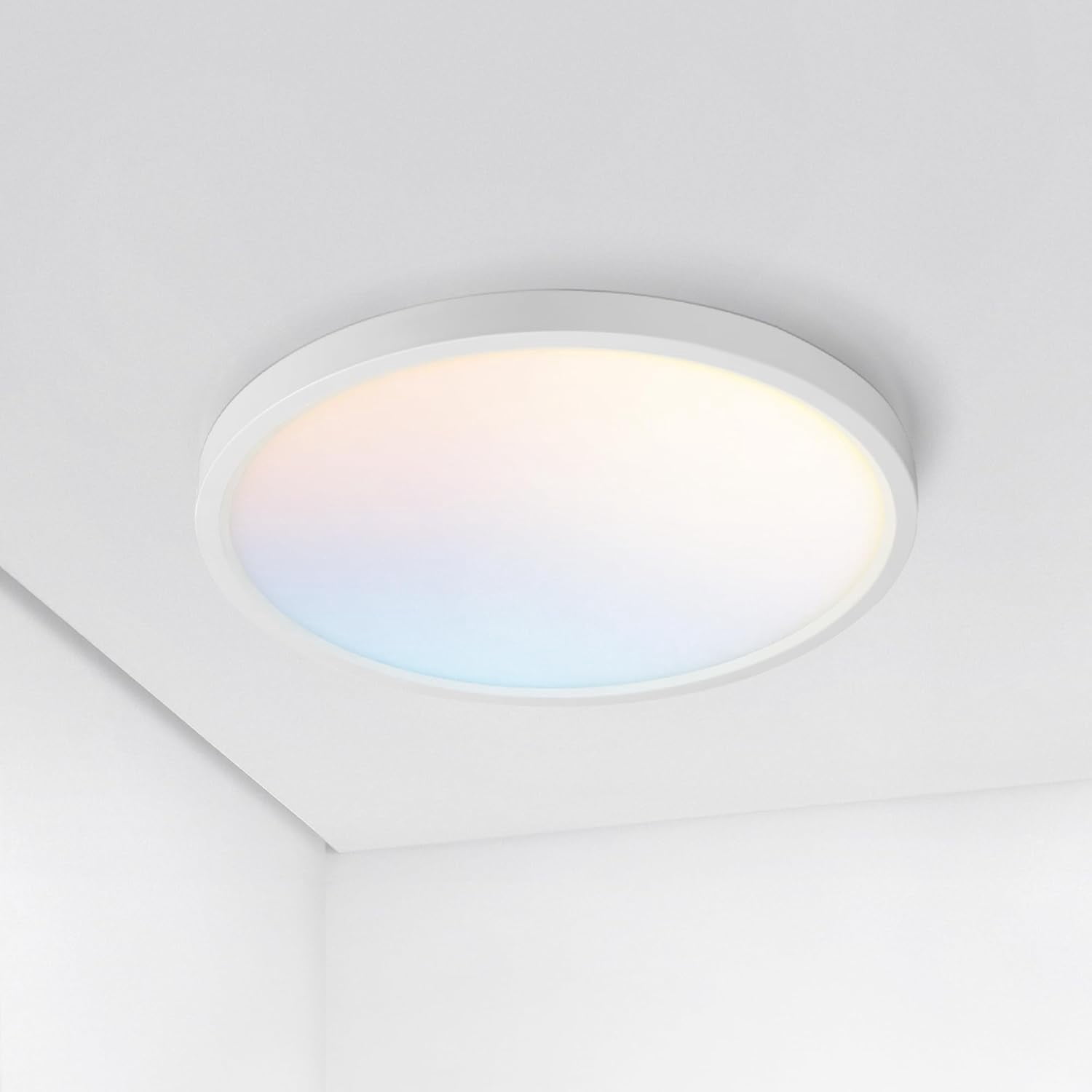 RGHJAR-LED 9" Round Flush Mount Ceiling Light Fixture, Low Profile Surface Lighting | 5CCT, Dimmable, Ultra-Thin, ETL Listed | 18W 1660LM 2700-6000K 120V | Kitchen, Bedroom, Hallway Lamp | White
