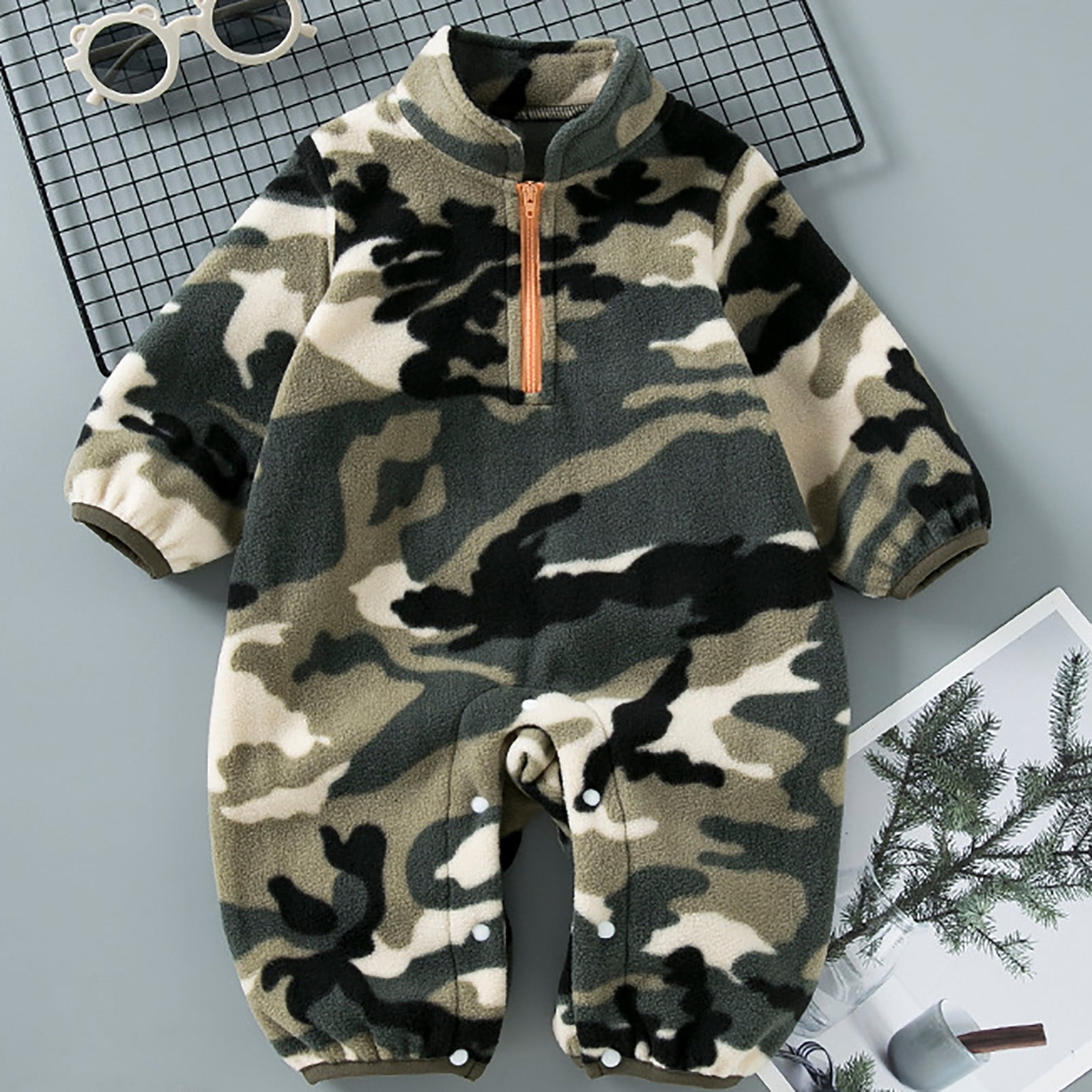 Bodysuit Romper Baby Boys Long Sleeve Romper Jumpsuit Clothes Camouflage, 18-24 Months