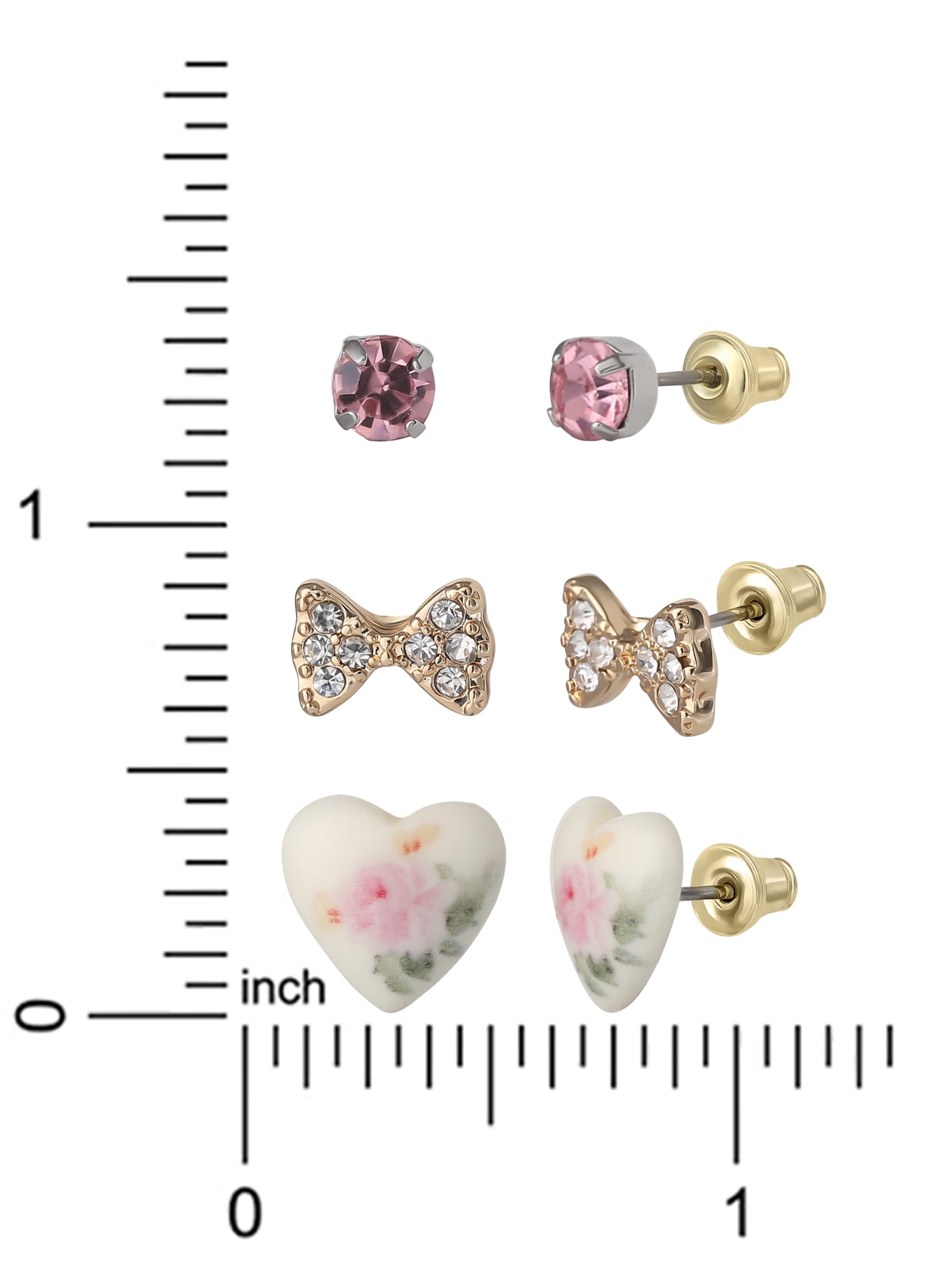 Celebrity Pink Women's Bow & Heart Earring Set - 3 Pairs