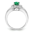 thumbnail image 5 of Auriga Fine Jewelry 925 Sterling Silver Rhodium plated Diamond and Emerald Solitaire Ring Size 7 for Women, 5 of 6