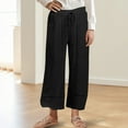 thumbnail image 4 of cFmduc Wide Leg Capris Pants for Womens High Waisted Drawstring Palazzo Pants Summer Casual Business Beach Vacation Trousers, 4 of 8