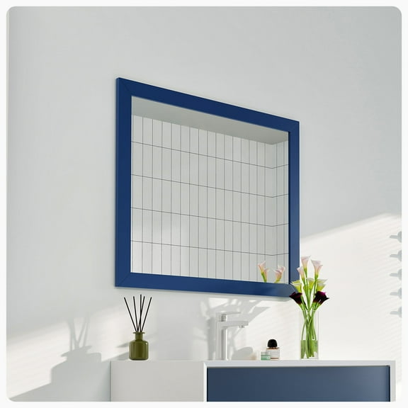EVIVA Acclaim 36X30 Transitional Blue Bathroom Mirror