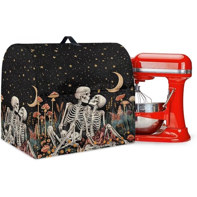 Funny Skeleton Mushroom Stand Mixer Covers Compatible with 6-8 Quart Kitchen Aid Mixer Dust Covers Fit All Tilt Head Bowl Lift Models Easy Clean Mixer Covers