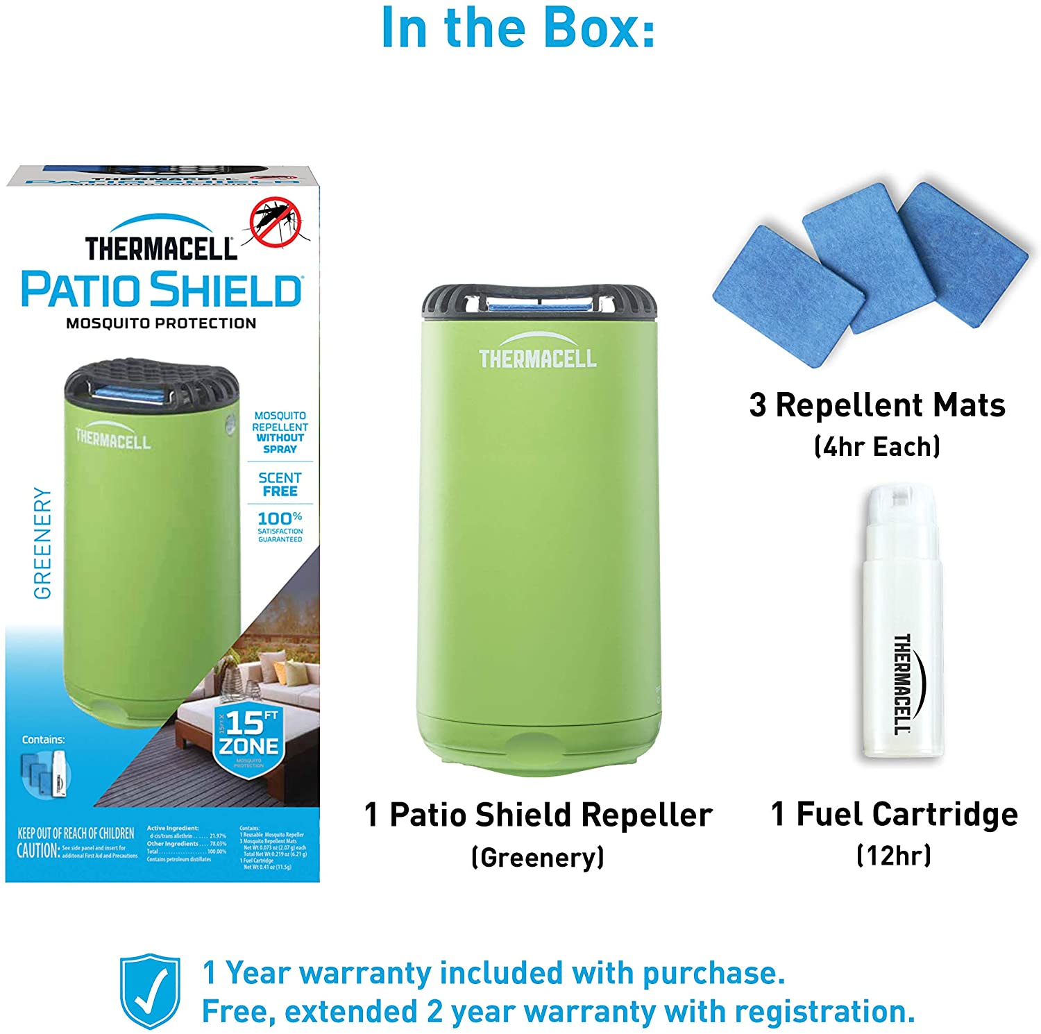 Thermacell Patio Shield Mosquito Repeller Highly Effective Glacial Blue