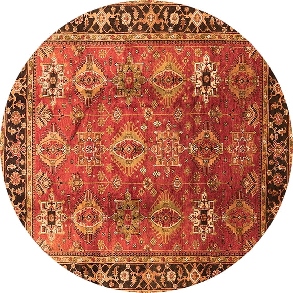 Ahgly Company Indoor Round Oriental Orange Traditional Area Rugs, 5' Round