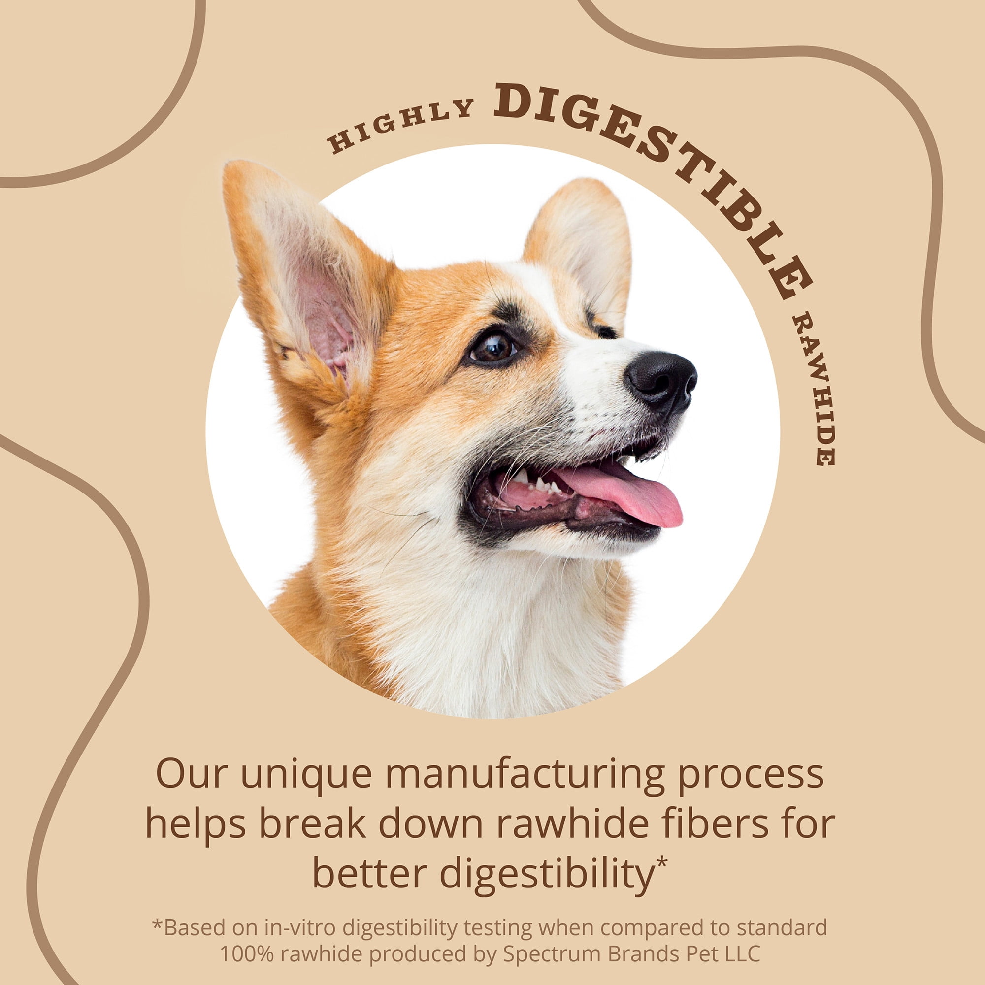 Better Belly Kabobs with Real Peanut Butter, Highly Digestible Rawhide Chews, 10 Count