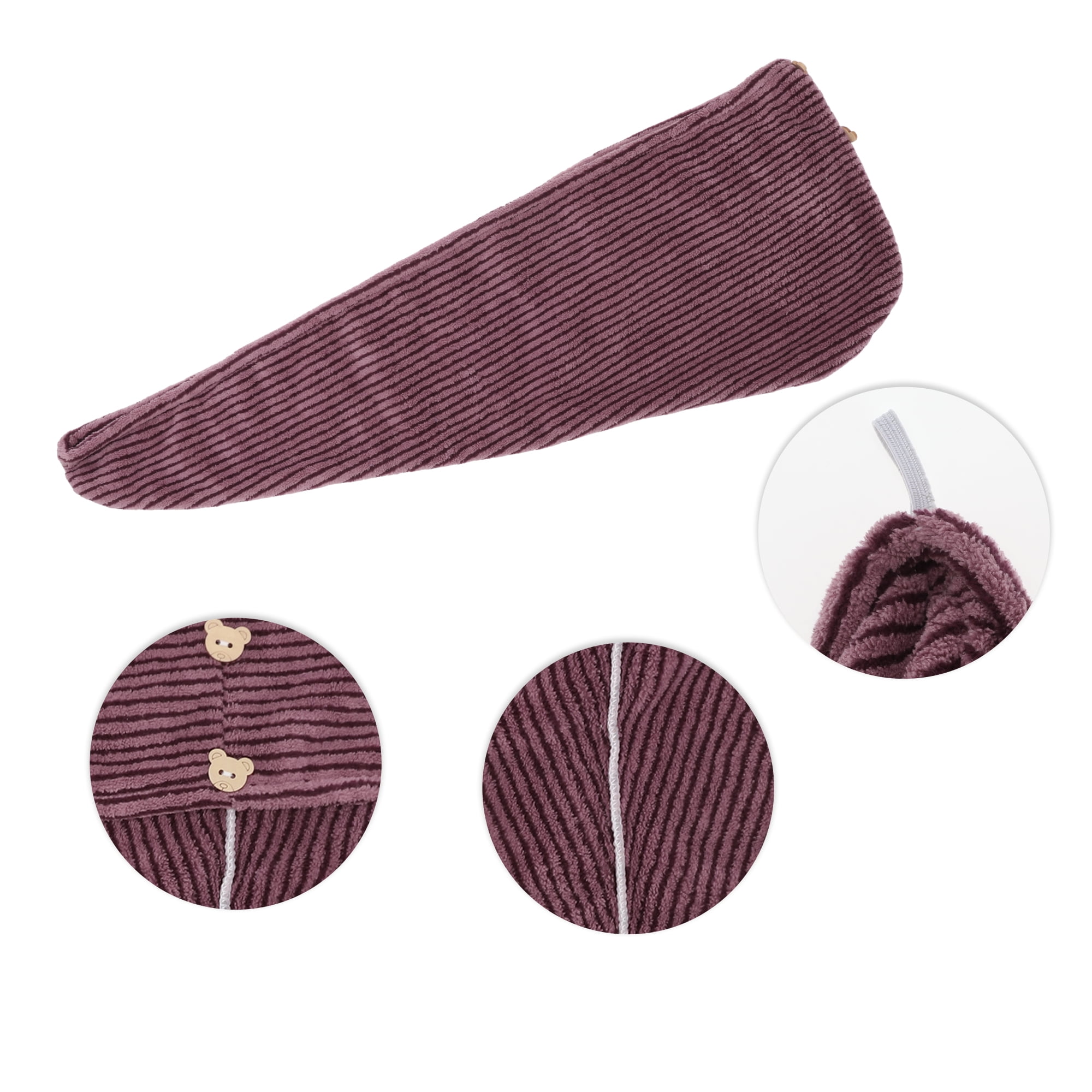 Unique Bargains 1 Pc Women Soft Pinstripe Hair Towel Vacation Business Red
