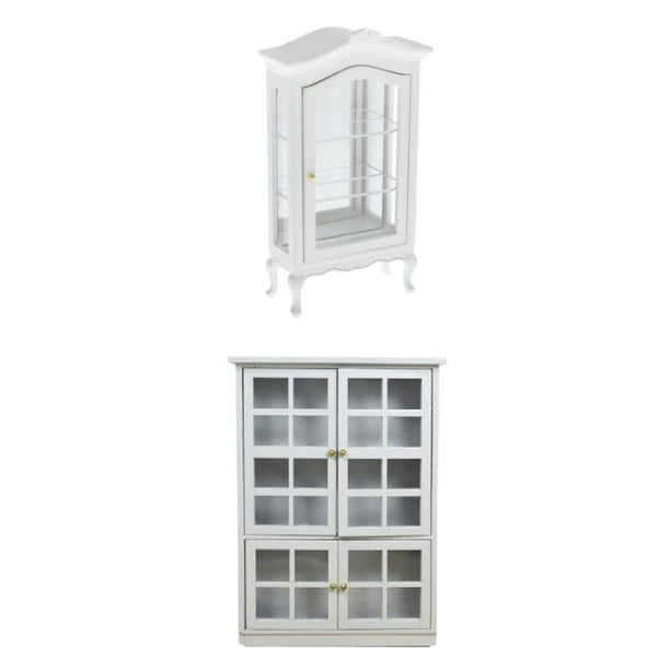Gabinete de casa de muñecas en miniatura,Vitrina de madera para casa de muñecas,1/12 Vitrina de casa de muñecas,Vitrina de estantería de armario de casa de muñecas,Gabinete de madera en
