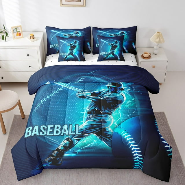 YST Ensemble Douillette 7 Pcs Joueur de Baseball, Format Grand Lit, Ensemble Literie pour Amateurs de Sports