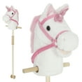 thumbnail image 1 of Qaba Unicorn Cheval en Peluche avec Roues en Bois, Sons Réels pour Enfants, Blanc, 1 of 10