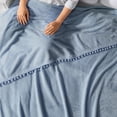 thumbnail image 6 of PAVILIA Fleece Throw Blanket for Couch with Pom Pom Fringe, Light Blue Dusty, Soft Cozy Fuzzy Flannel Blanket for Sofa Bed, Lightweight Plush All Season Throw, 50x60 Inches, 6 of 8