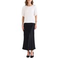 thumbnail image 2 of INSPIRAR CHIC Blusa de Trabajo Elegante de Cuello Redondo y Manga Corta para Mujeres M Blanca, 2 of 6