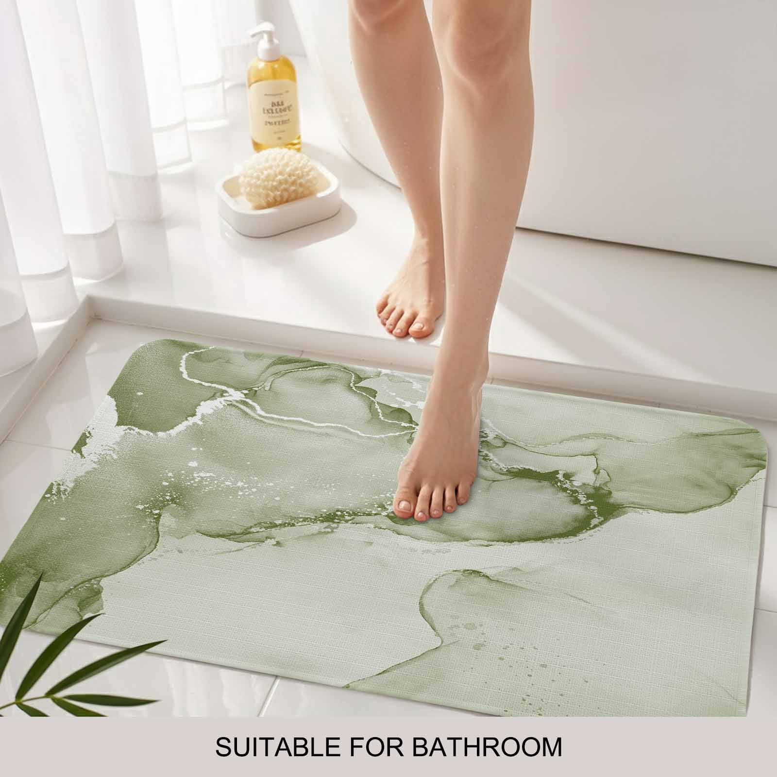 Marble Sage Green Doormat Outdoor Entrance 20"x31.5", Modern Abstract Ink Painting Luxury Absorb Moisture Dirt Door Mats, Non-Slip Rubber Backing Floor Mats Indoor, Low-Profile Front Door Rugs