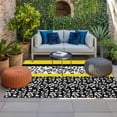 thumbnail image 2 of Black Yellow Outdoor Rug for Patio/Deck/Porch, Non-Slip Large Area Rug 4 x 6 Ft, Garden Floral Stripe Aesthetic Flower Boho Indoor Outdoor Rugs Washable Area Rugs, Camping Rug Carpet Runner, 2 of 8