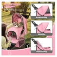 thumbnail image 5 of WDZS 3-Wheel Pet Stroller, Foldable Travel Jogger for Small & Medium Dogs & Cats (Up to 33lbs), Lightweight Carrier with Breathable Mesh Cover, Cup Holder & Storage Basket, Pink, 5 of 9