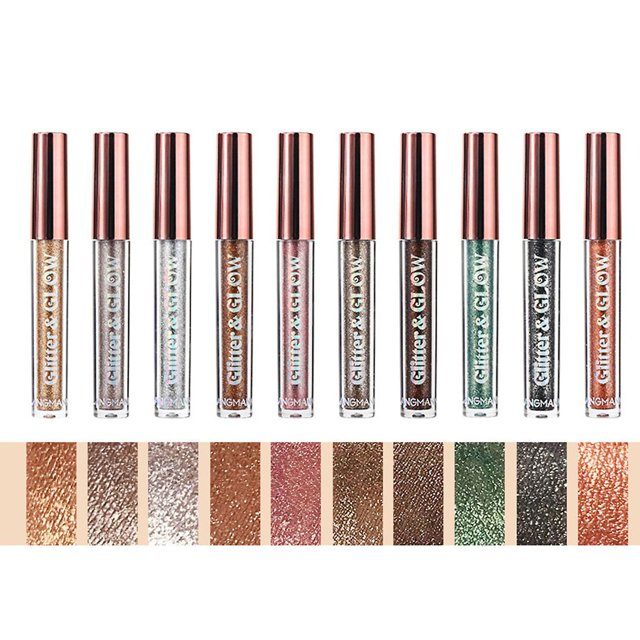 Juego de sombras de ojos con purpurina, delineador brillante de larga duración, maquillaje cosmético para ojos de fiesta
