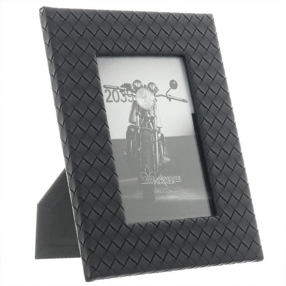 WOVEN Black bonded leather 4x6 frame - 4x6