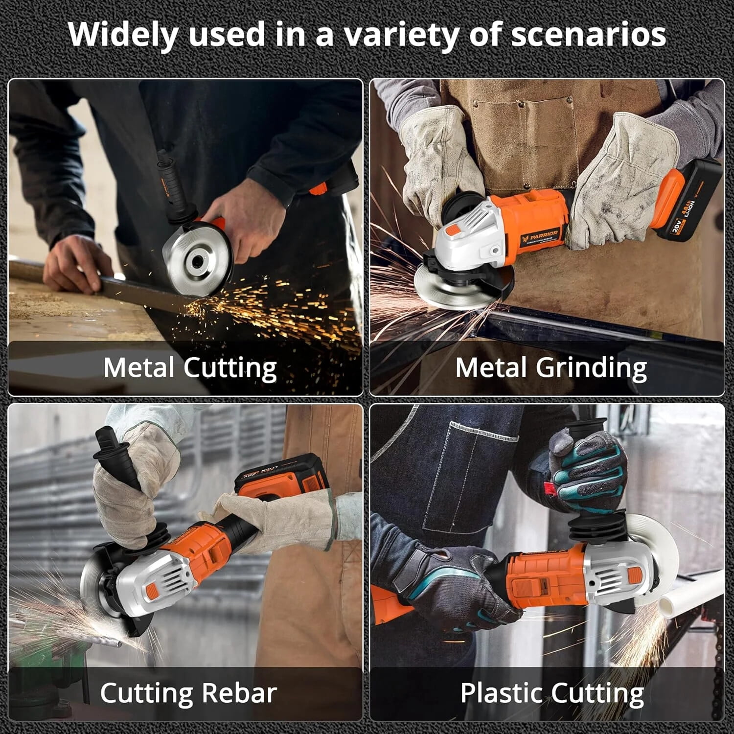 Parrior 20V Max Cordless Angle Grinder Kit, 8500RPM Brushless Motor, with 4Ah Battery & Fast Charger, for Cutting Polishing Grinding