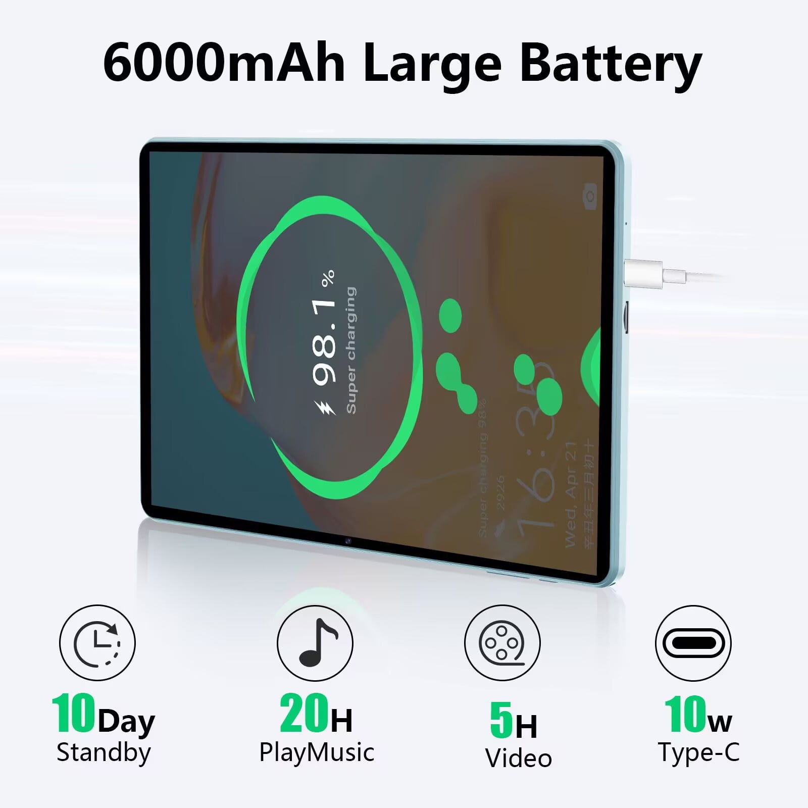 Android 14 Tablet 10.1 inch Tablets, 10GB RAM + 64GB ROM 1TB