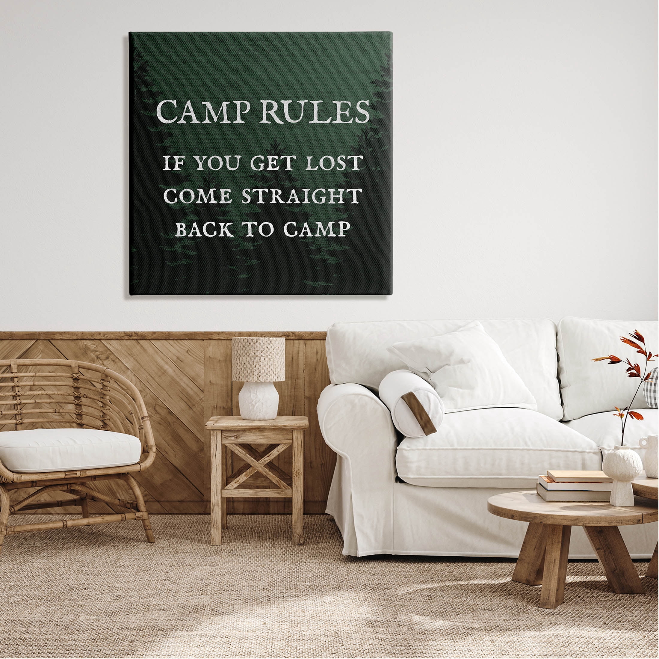 Camp Rules If You Get Lost Funny Typography Graphic Art Gallery Wrapped Canvas Print Wall Art