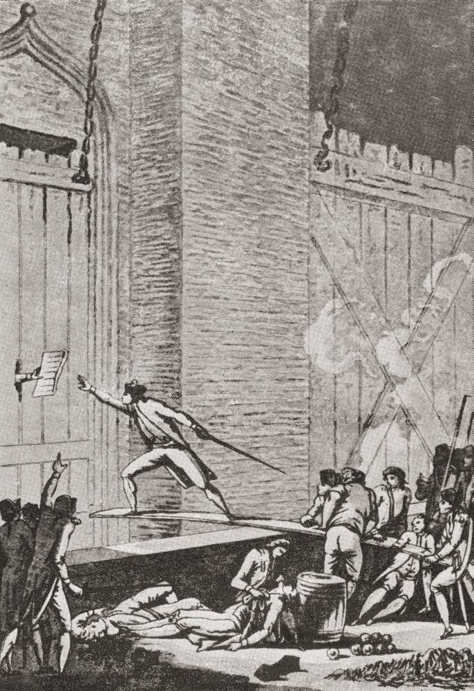 Stanislas Maillard Bravely Climbing On A Plank Over The Dry Moat Surrounding The Fortress To Accept From One Of The Soldiers LaunayS Capitulation Of The Bastille Stanislas-Marie Maillard 1763 Canvas