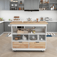 thumbnail image 2 of Euroco Kitchen Cart, Rolling Mobile Kitchen Island with Solid Wood Top and 2 Drawers, White, 2 of 10