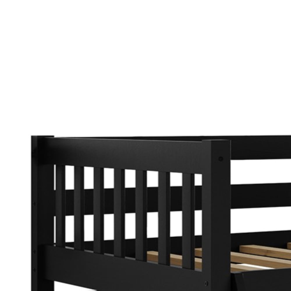 Castle Place Simple Twin Loft Bed with Ladder, Black