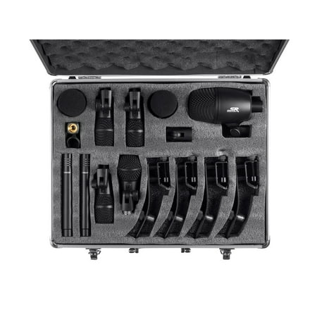 Best Kick Drum Mic - Monoprice 7-piece Drum and Instrument Mic Kit | With Mounts and Case, balanced XLR connections - Stage Right Series