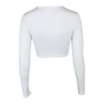 thumbnail image 3 of Top de manga larga con cuello en V y aberturas para mujer: jersey ajustado, color liso para combinar con otras prendas o para salidas elegantes, 3 of 8