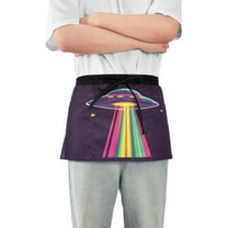 Yayeee Waist Apron with Pockets for Cooking Waterproof Half Server Aprons, Colorful UFO
