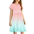 thumbnail image 5 of Odeerbi Kids Girls Summer A-Line Dress Cute Gradient Swing Dress Kids Kids Short Sleeve Stretchy Dress Kids Girls Clothes, 5 of 7