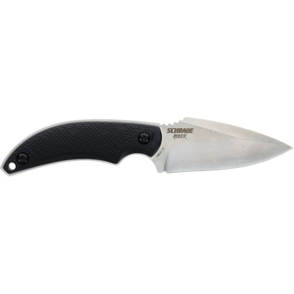 Schrade Adder Fixed Blade Knife 2.75" Drop Point AUS-10 Satin Blade Polymer Handle Black