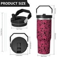 thumbnail image 4 of 30oz Handheld Travel Tumbler with Handle – Double Wall Stainless Steel Insulated Cup, Flip Straw Lid, Leak-Proof & BPA-Free for Hot and Cold Drinks – Durable Coffee & Juice Mug Pink, 4 of 7