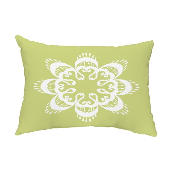 Simply Daisy, 14" x 20" Ikat Mandala Green Decorative Ikat Outdoor Throw Pillow