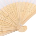 thumbnail image 2 of Riousery Folding Hand Fan 8.27 inches / 21 cm Blank Silk Fabric Bamboo Folded Hand Fan for Wedding Daily Use White, 2 of 9