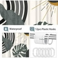 thumbnail image 5 of Boho Mid Century Shower Curtain Arch Sun Leaves Modern Minimalistic Decor Modern Bohemian Botanical Waterproof Black Bath Curtain Abstract Shower Curtain for Bathroom with 12 Hooks 72" x 72", 5 of 6