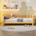 thumbnail image 2 of Bellemave Twin Size Bed Frame, Twin Montessori Bed with Safety Guardrails and Detachable Fence, Wood Twin Daybed Frame, Low Profile & Rounded Corners Design, Natural, 2 of 8