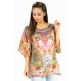 thumbnail image 1 of Sakkas Marina Women's Casual Short Sleeve Blouse Top Tunic Loose Floral Round Neck - 554-Multi - L/XL, 1 of 5