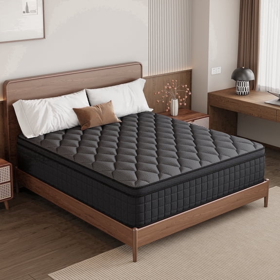 gunugu 12 inch Queen Hybrid Mattress in a Box, Cooling Gel Memory Foam Mattress with Individually Wrapped Pocket Coils, Medium Firm