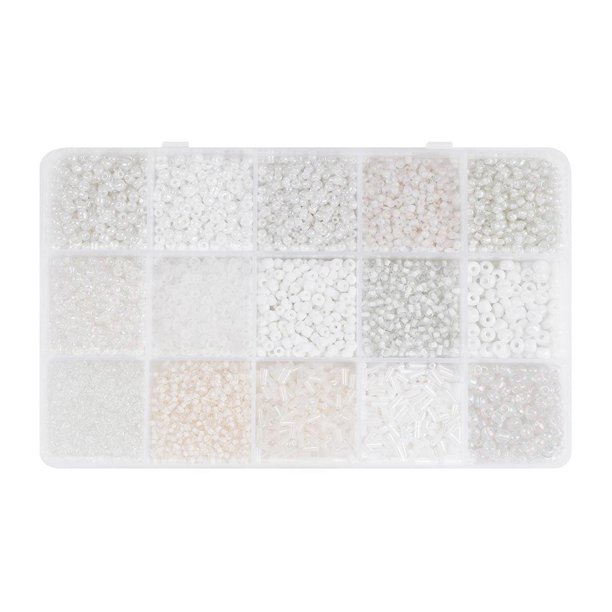 Cuentas sueltas, cuentas espaciadoras, cuentas de tubo, kit de manualidades para bricolaje, suministros Blanco