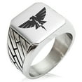 thumbnail image 1 of Stainless Steel Zeus Greek God of Sky Geometric Pattern Biker Style Polished Ring, 1 of 1